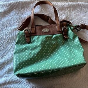 FOSSIL Key Per Mint Teal Green LadyBug Shopper Bag‎